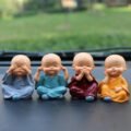 រូបតាំងក្នុងឡាន - 4PCS Small Buddha Statue Monk - Image 2