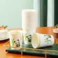 កែវទឹក (ក្រដាស) - 50pcs Bamboo Fiber Panda Paper Cup