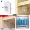 ទំពក់ទ្រ - 10 pcs Adhesive Shelf Support - Image 5