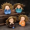រូបតាំងក្នុងឡាន - 4PCS Small Buddha Statue Monk with hat - Image 3