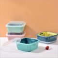 ប្រអប់លាងបន្លែ​ - Double Layer Drain Basket Box with Lid - Image 6