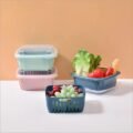 ប្រអប់លាងបន្លែ​ - Double Layer Drain Basket Box with Lid - Image 7