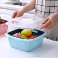 ប្រអប់លាងបន្លែ​ - Double Layer Drain Basket Box with Lid - Image 10