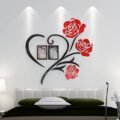 ស្ទីកឃេី​3D រូបផ្កាកុលាប - Family Love Rose Wall Deco